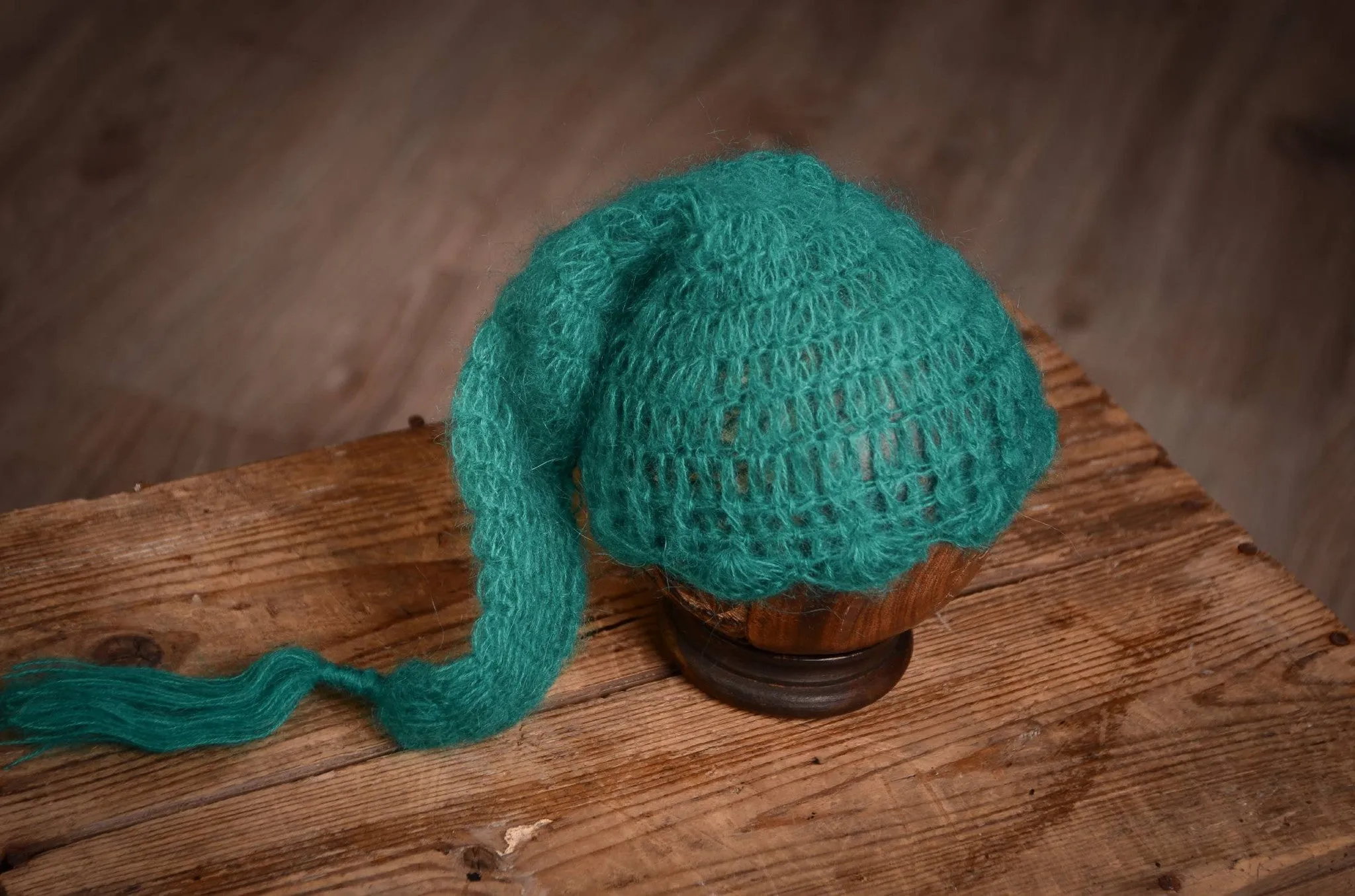 Ornate Mohair Sleeping Hat - Peacock Green