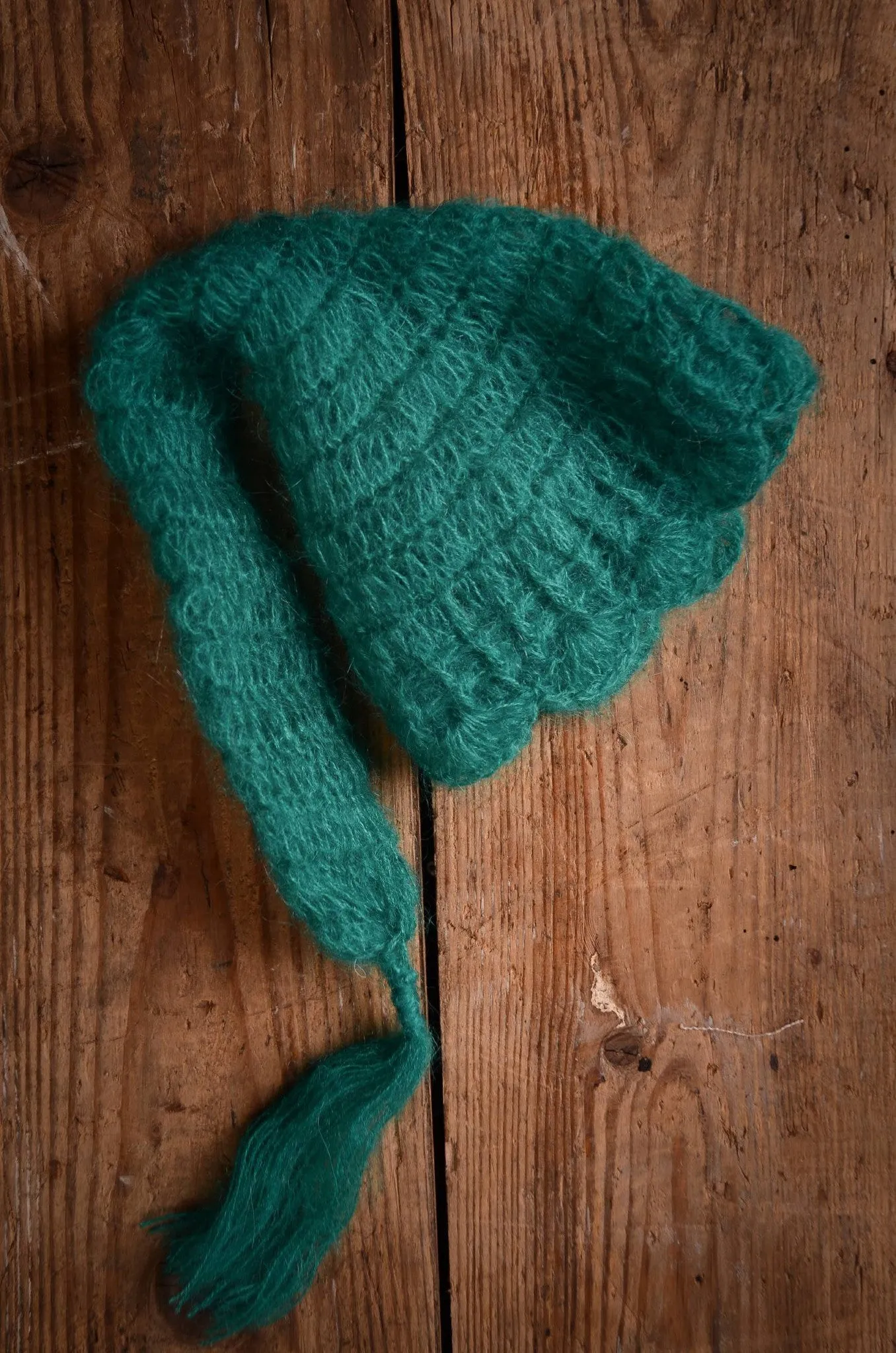 Ornate Mohair Sleeping Hat - Peacock Green