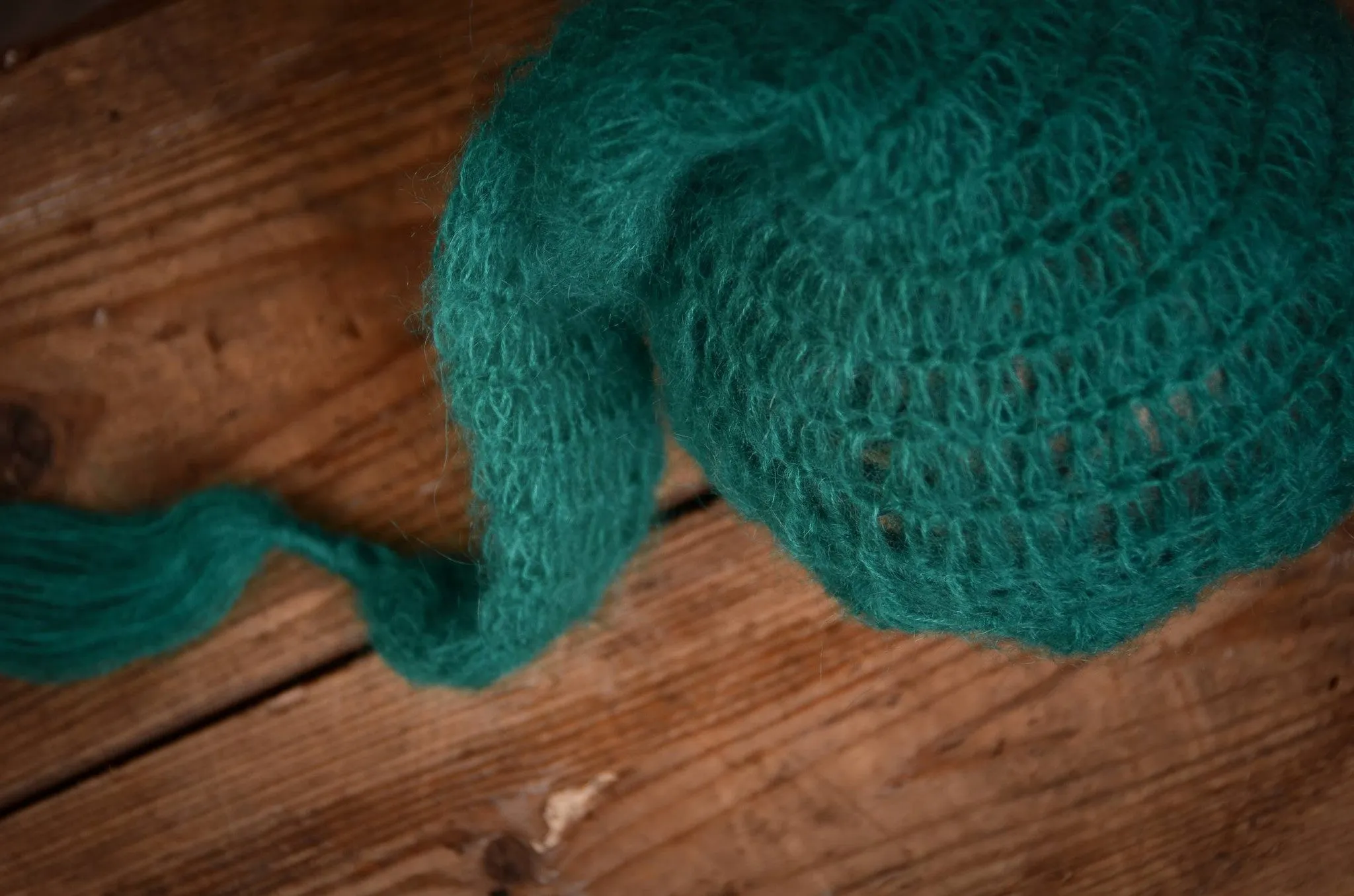 Ornate Mohair Sleeping Hat - Peacock Green