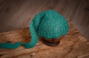 Ornate Mohair Sleeping Hat - Peacock Green