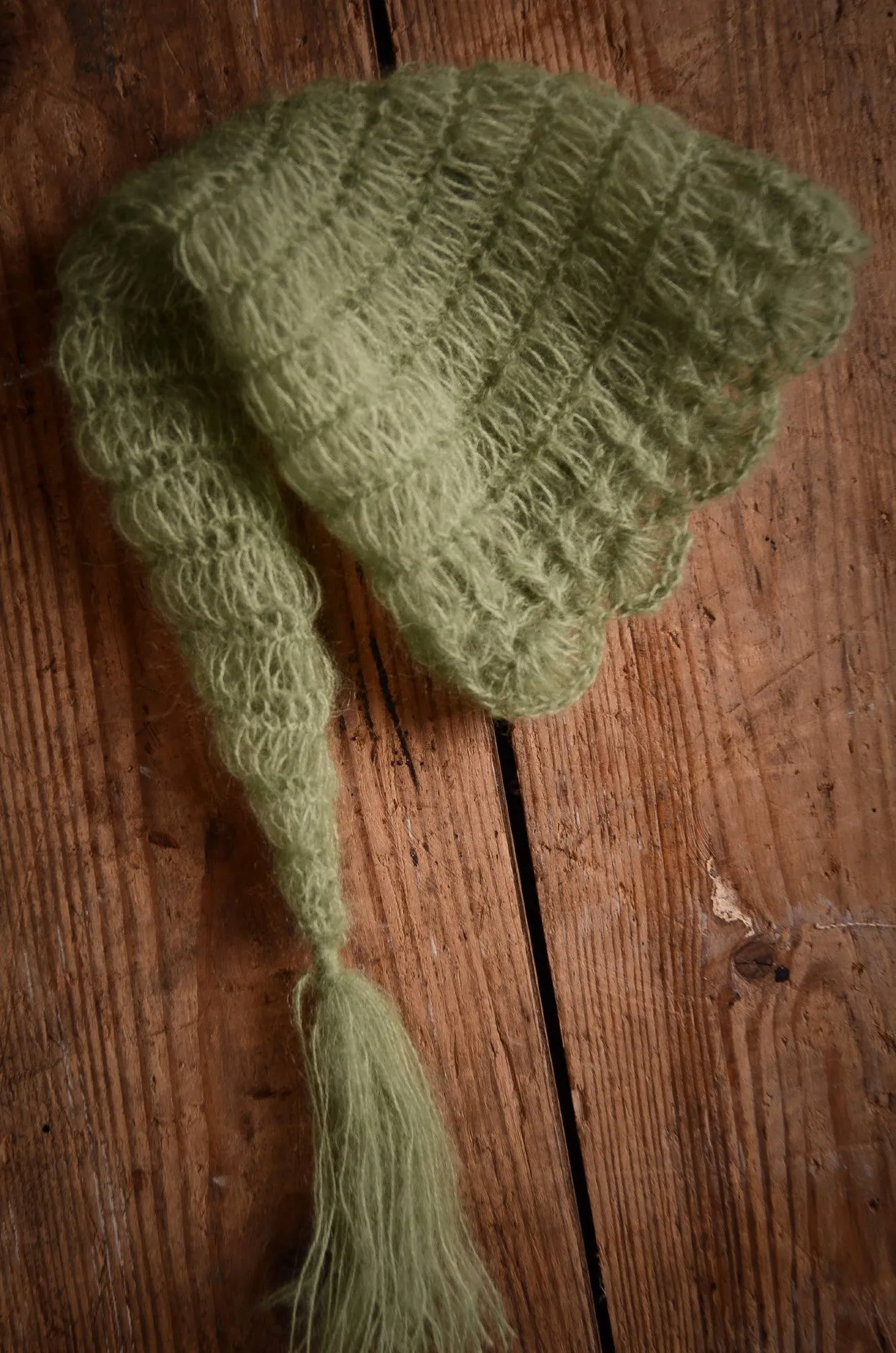 Ornate Mohair Sleeping Hat - Sage