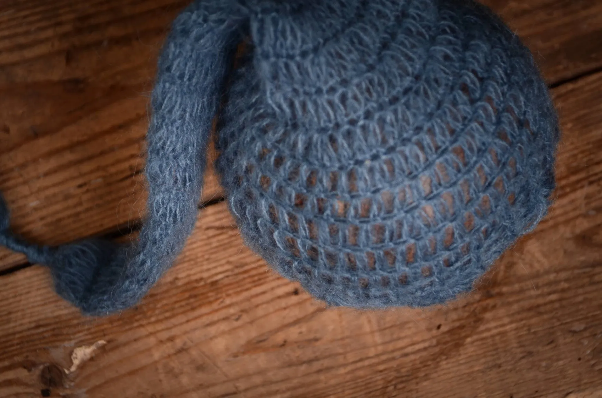 Ornate Mohair Sleeping Hat - Steel Blue