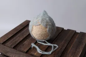 Ornate Pointy Mohair Bonnet - Pale Green