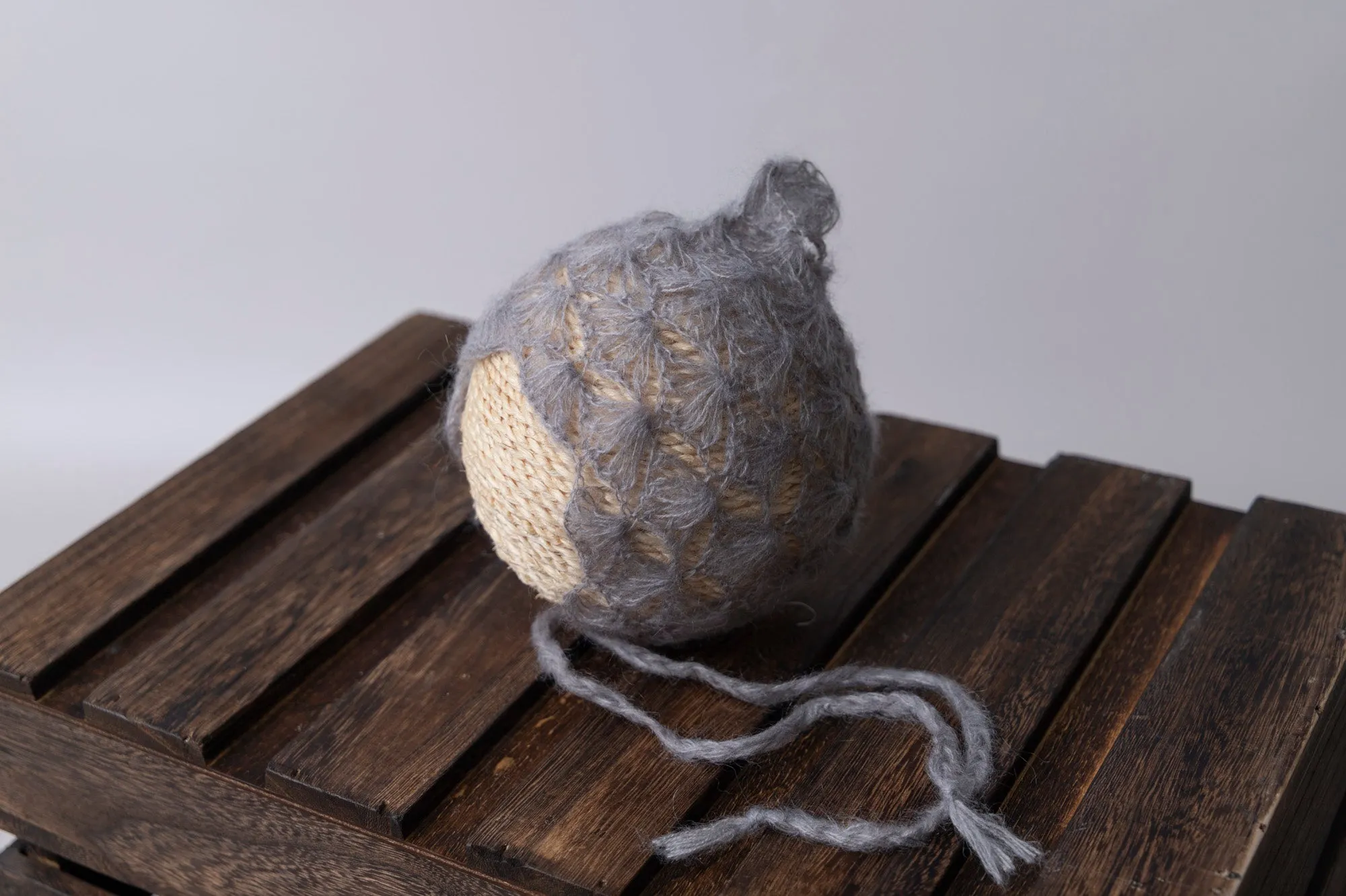 Ornate Pointy Mohair Bonnet - Silver