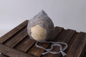 Ornate Pointy Mohair Bonnet - Silver