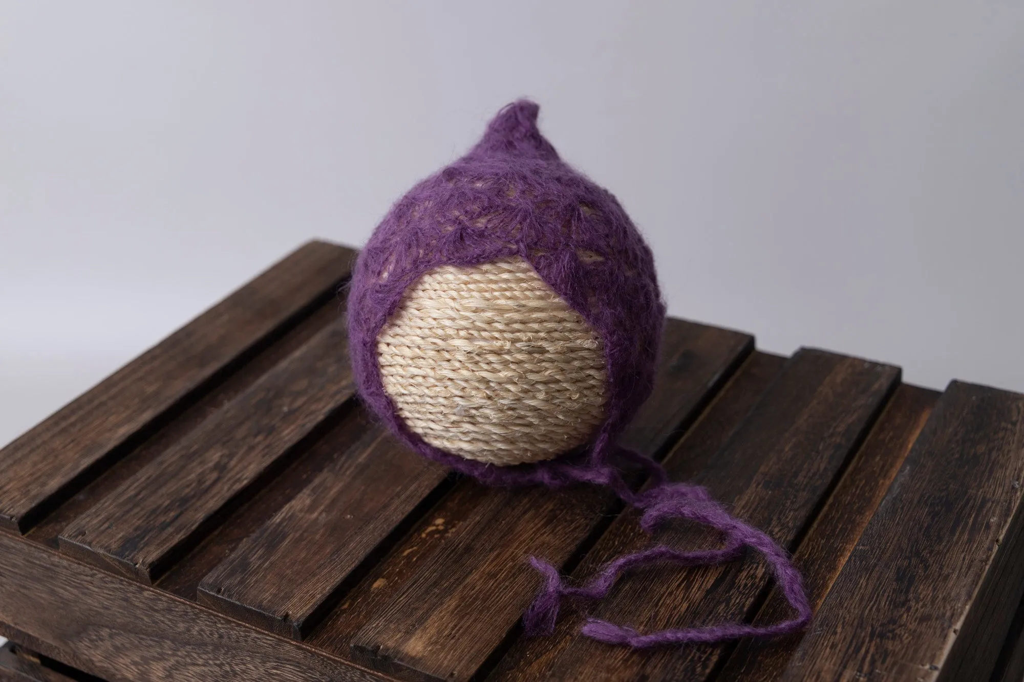Ornate Pointy Mohair Bonnet - Violet
