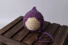 Ornate Pointy Mohair Bonnet - Violet