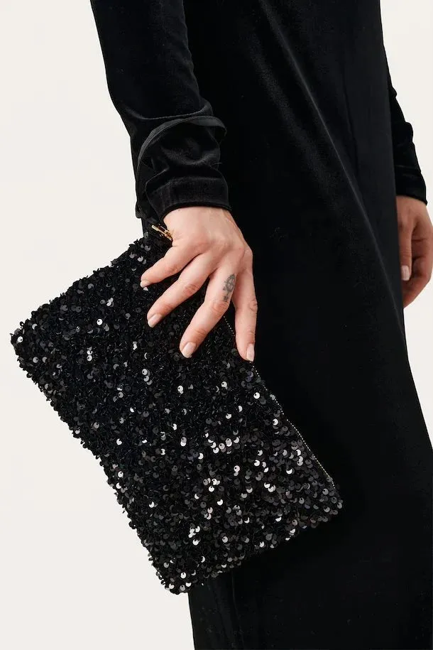 PART TWO DENIA SEQUIN CLUTCH BAG BLACK