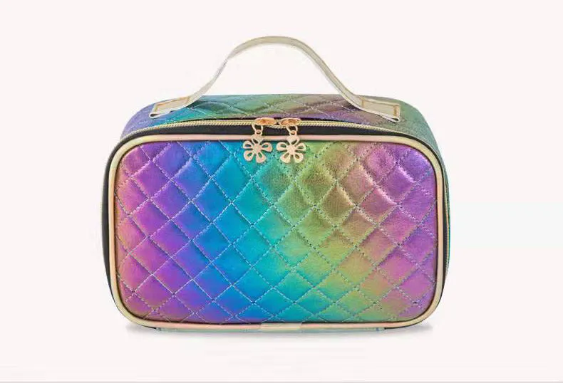 Pink bling makeup brush bag leather makeup bag luxury checkered cosmetiquerasmakeup brush set with pu bag