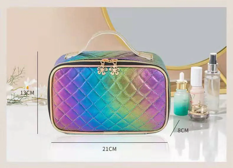 Pink bling makeup brush bag leather makeup bag luxury checkered cosmetiquerasmakeup brush set with pu bag