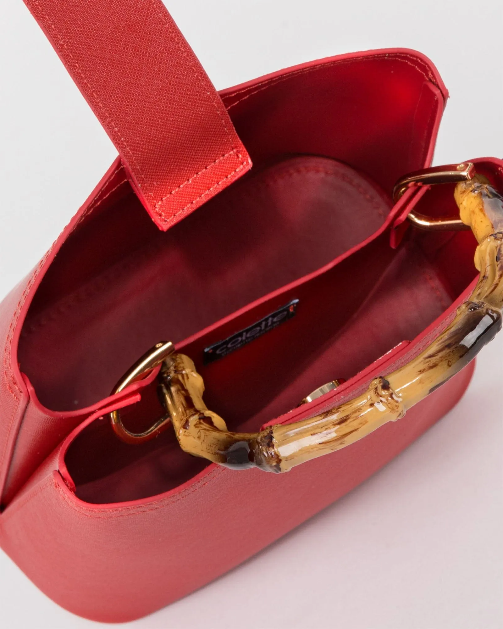 Red Melanie Handle Bucket Bag