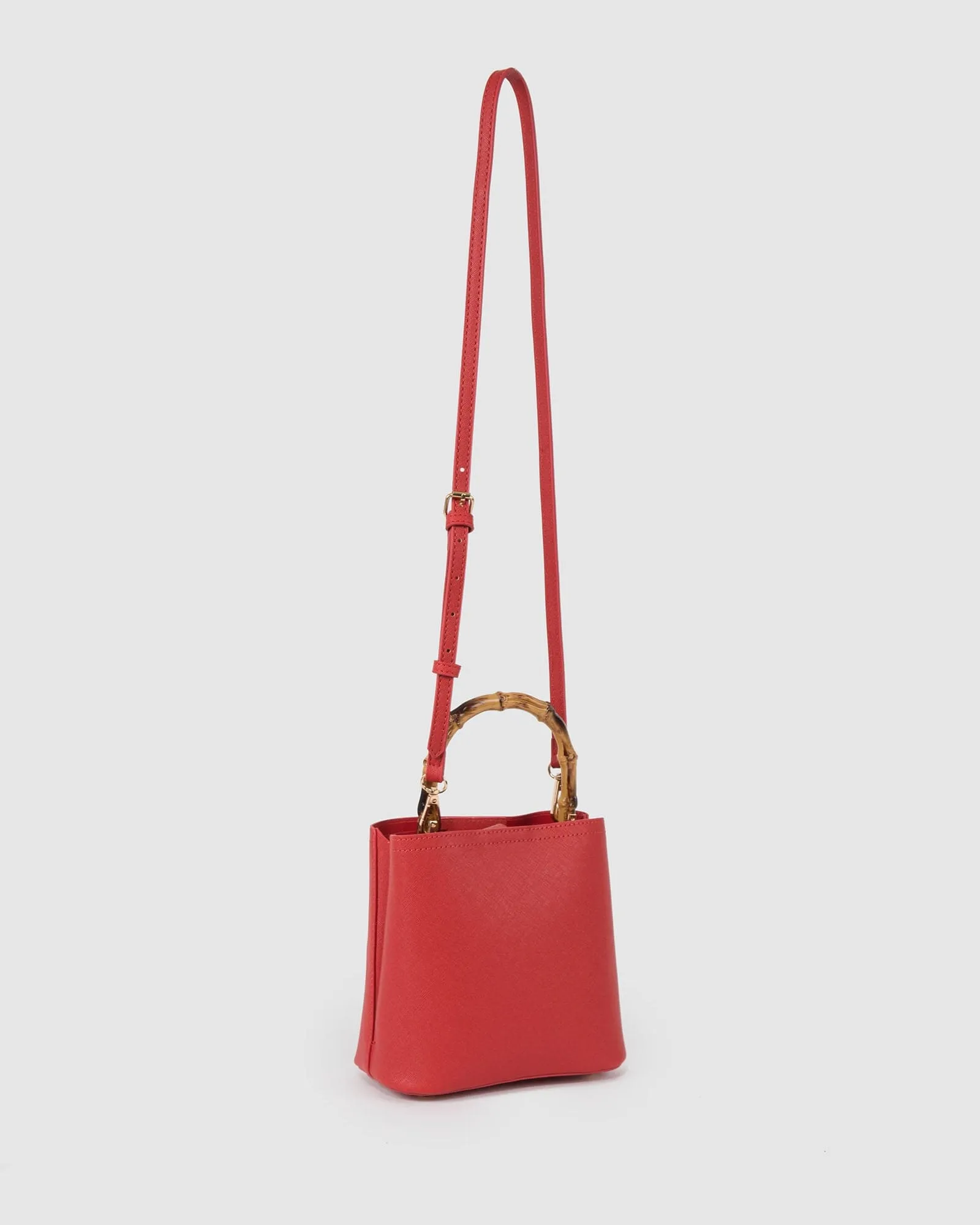 Red Melanie Handle Bucket Bag