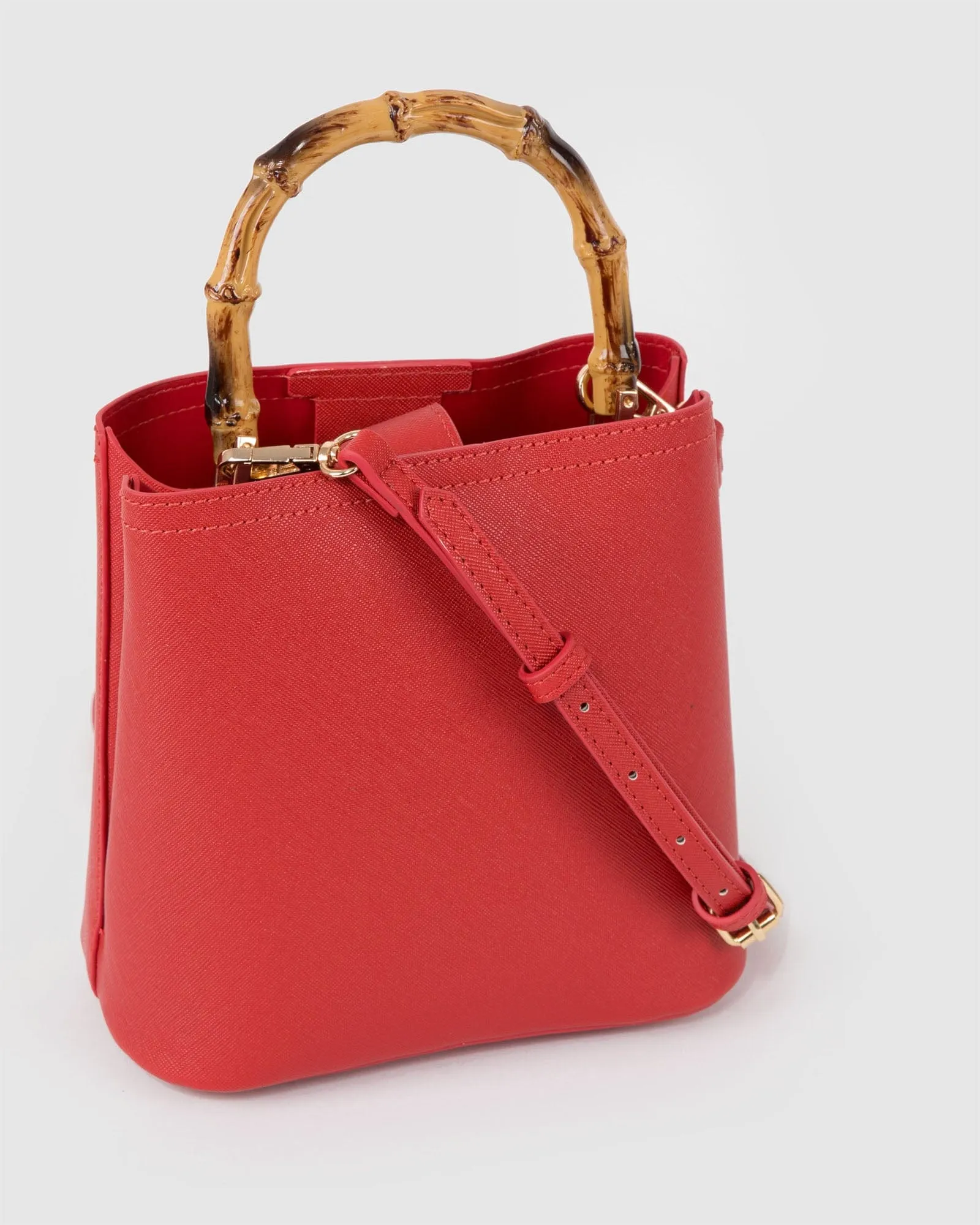Red Melanie Handle Bucket Bag