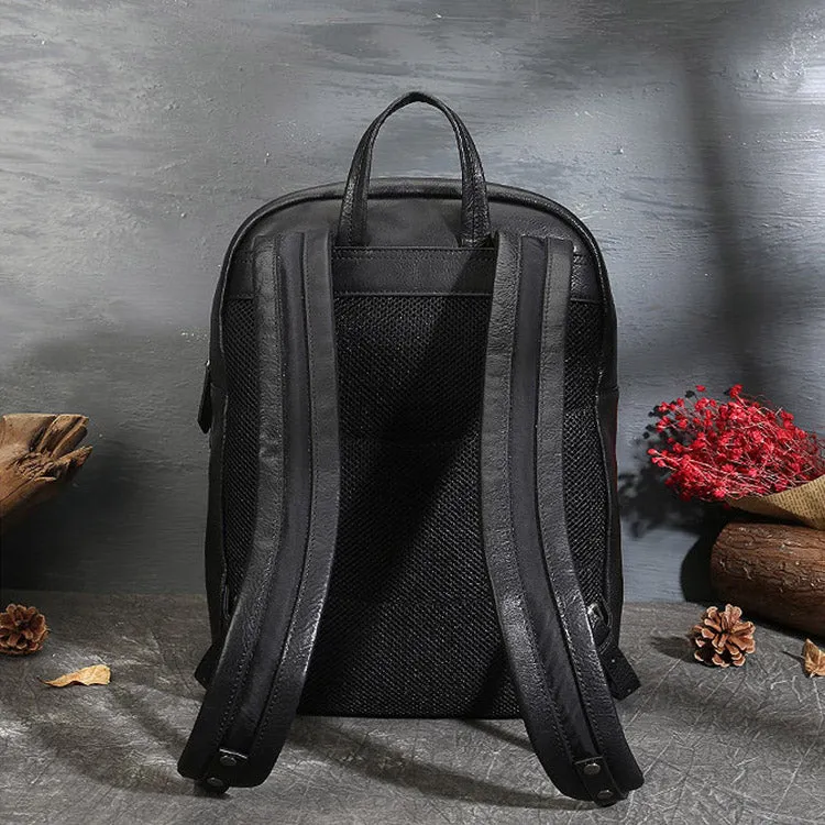 Small Ladies Square Brown Leather Backpack Purse Hiking Backpack Bag For Women
