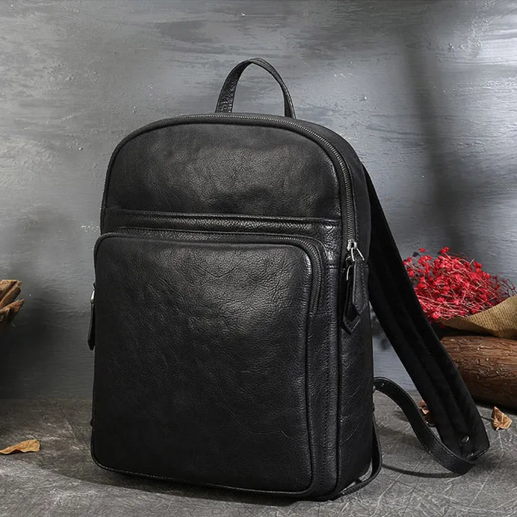 Small Ladies Square Brown Leather Backpack Purse Hiking Backpack Bag For Women