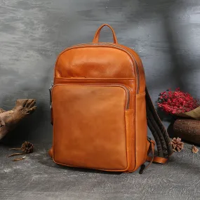 Small Ladies Square Brown Leather Backpack Purse Hiking Backpack Bag For Women