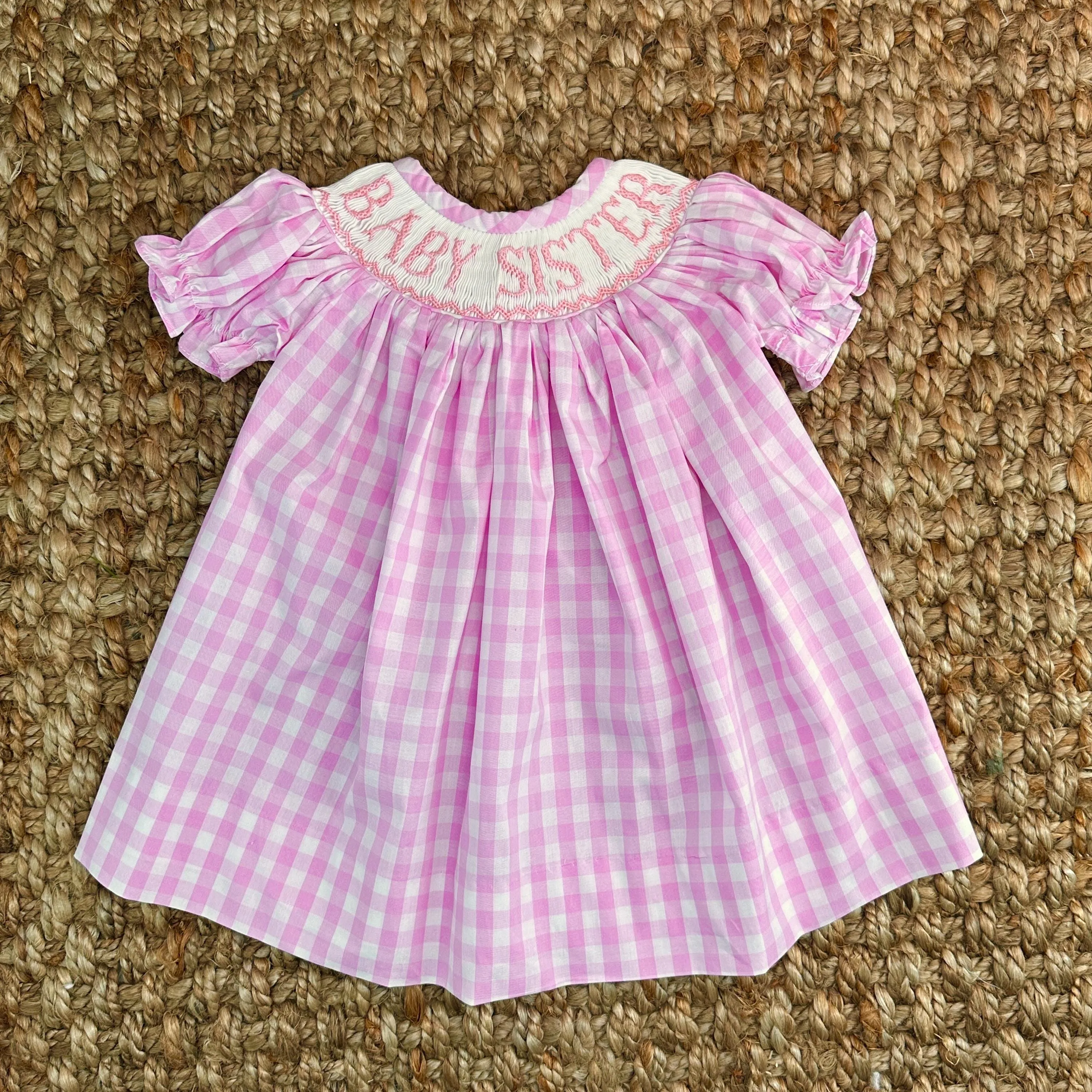 Smocked Baby Sister Gingham Dress
