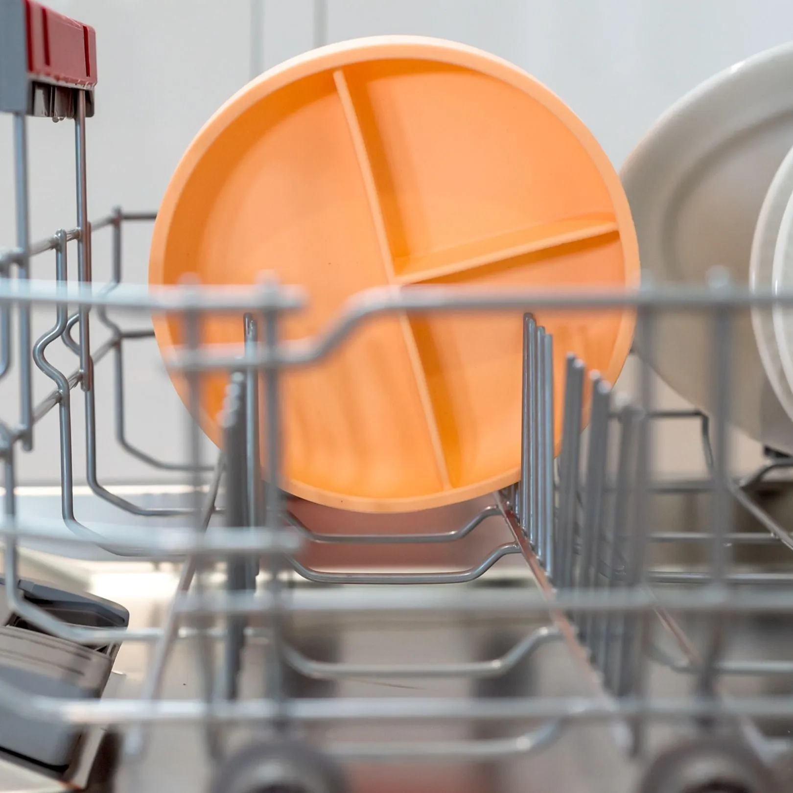 Suction Divider Plate & Spoon Set | Peach