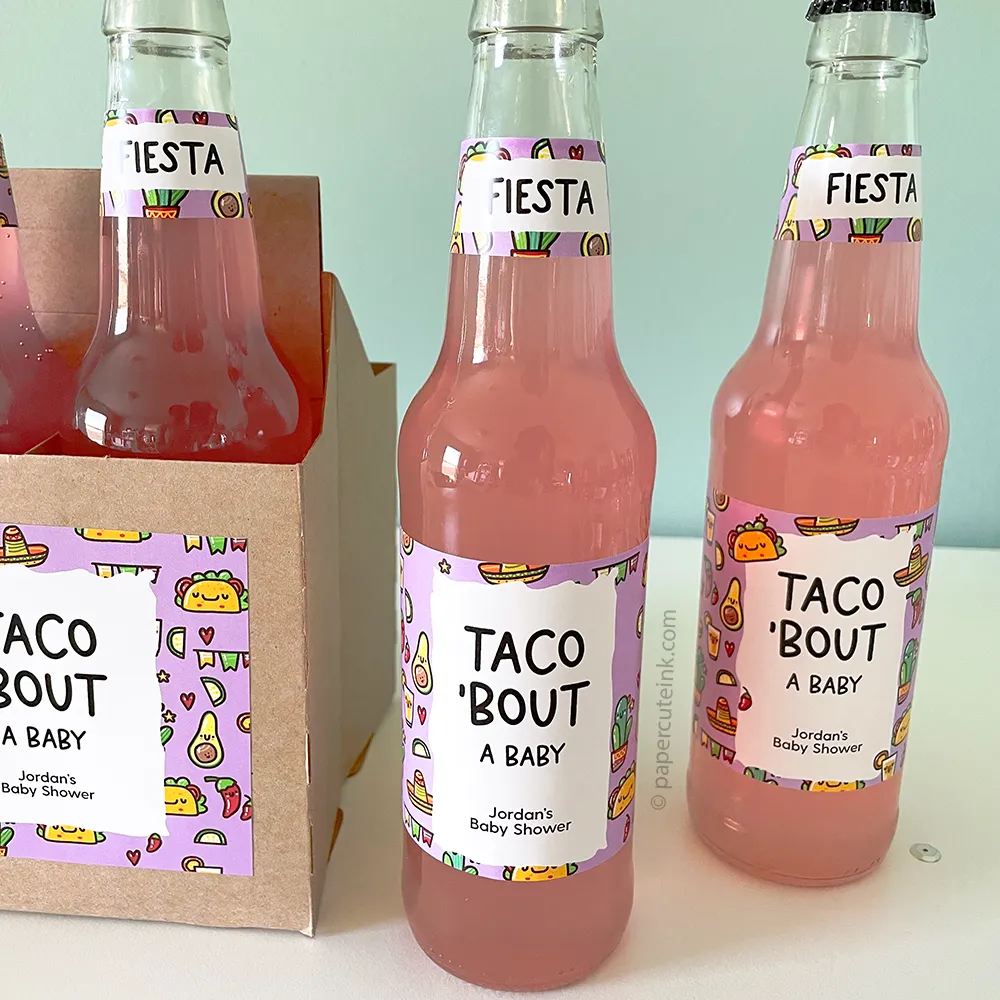 Taco Bout A Baby Fiesta Baby Shower Beer Bottle Labels