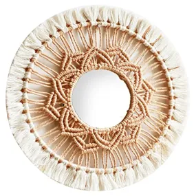 THE STYLE SUTRA Boho Hanging Wall Mirror Handmade Macrame for Bedroom Baby Nursery Decor White Wall Decore Home|Decoration Items Wall|Decoration Home Wall|Decoration Item |Item for Wall Decoration