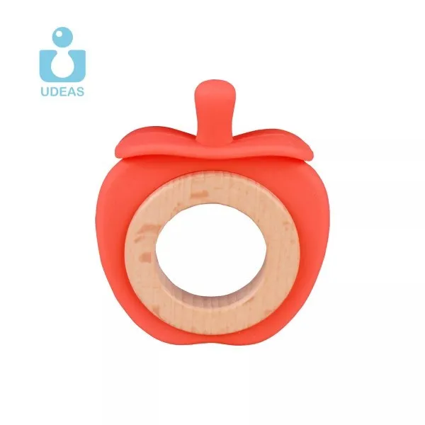 Udeas Silicone and Beech Baby Teether Bracelet - Apple