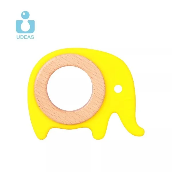 Udeas Silicone and Beech Baby Teether Bracelet - Elephant