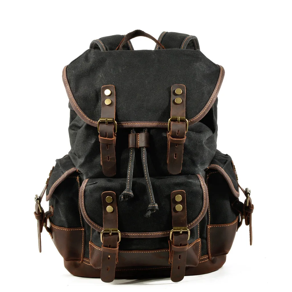 Vintage Canvas Backpack Waterproof Traveling Hiking Rucksack