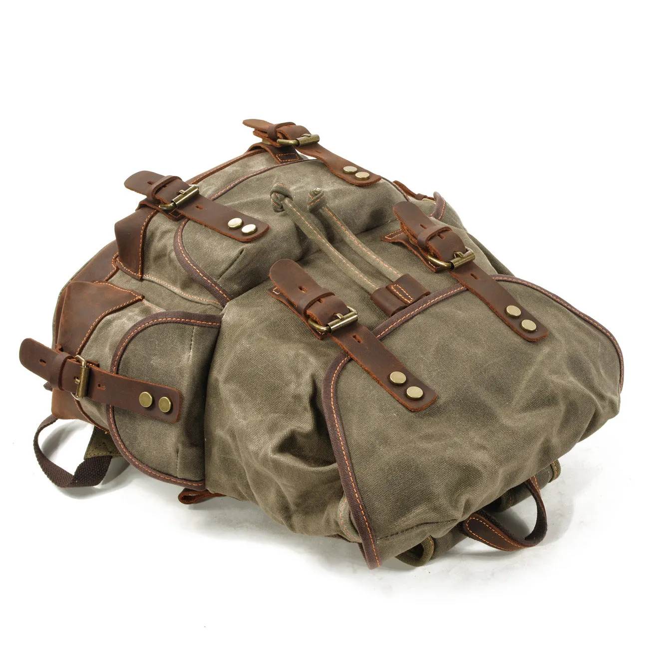 Vintage Canvas Backpack Waterproof Traveling Hiking Rucksack