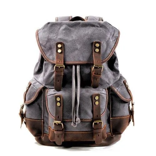 Vintage Canvas Backpack Waterproof Traveling Hiking Rucksack