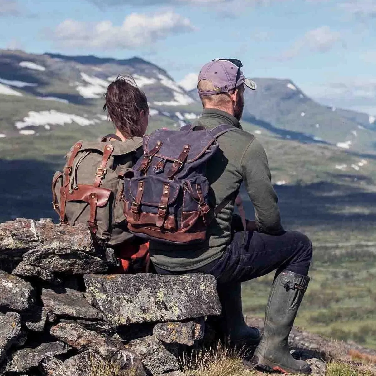 Vintage Canvas Backpack Waterproof Traveling Hiking Rucksack