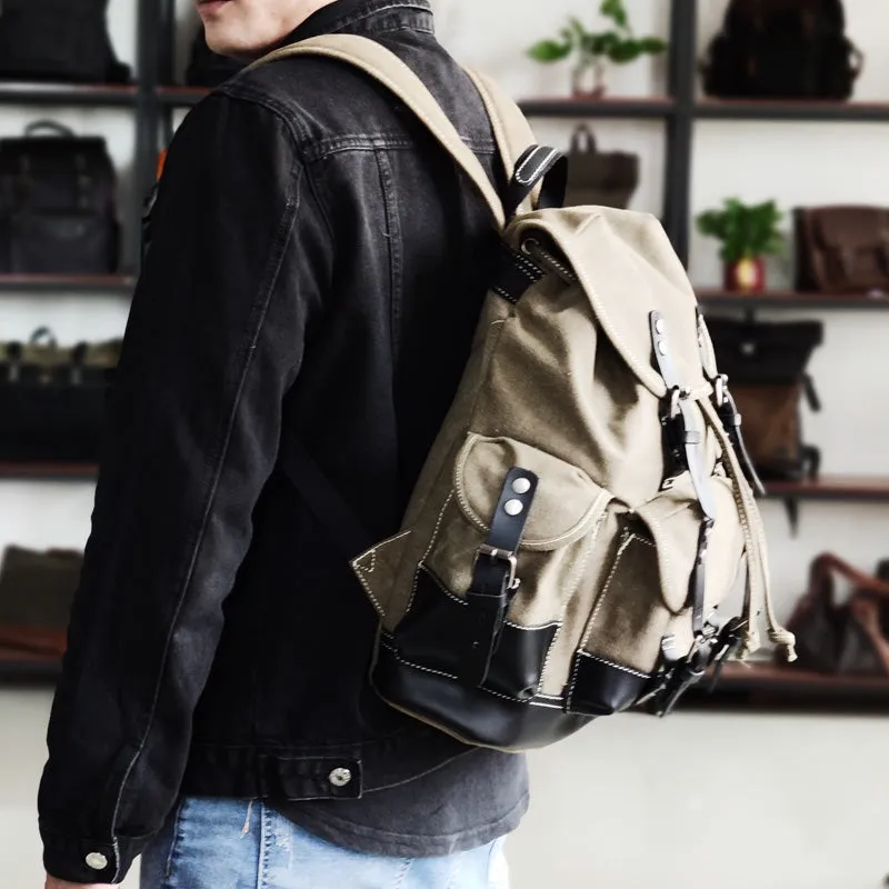 Vintage Canvas Backpack Waterproof Traveling Hiking Rucksack