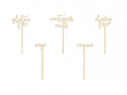 Wooden Food Allergy Buffet or Grazing Table Signs
