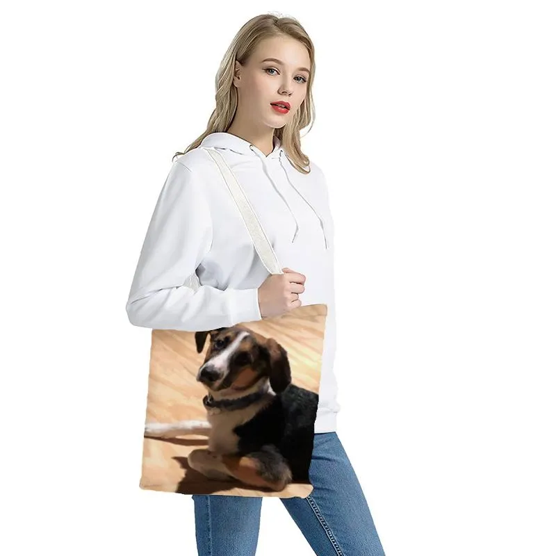 YOUR PET'S PHOTO on a 15x16 Canvas Tote Bag, Shopping Bag